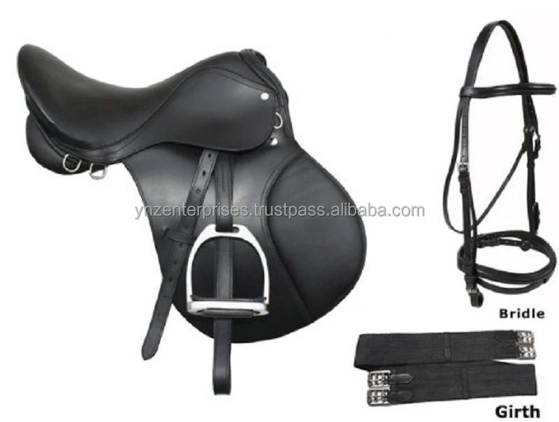 English All Purpose Horse Saddle and Tack Adult ALPPS-025 Seat Y&Z Premium Leather Size 14-18 Polo Saddle Close Contact