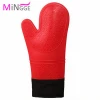extra long size kitchen BBQ baking silicone rubber glove cotton oven mitts
