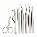 Eyelash Extension Tweezers Kit - Eyelash Extension Tweezers, Scissors, False Eyelash Applicator, Eyebrow Tweezers With Comb