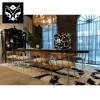 Factory Custom Quality Wood Top And Metal Leg European Dining Table Set Luxury For Apartment Home Furniture