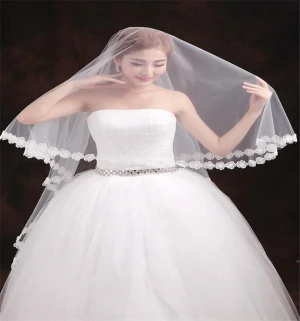 Factory direct sales new bridal veil long lace tail wedding veil floating wedding veil