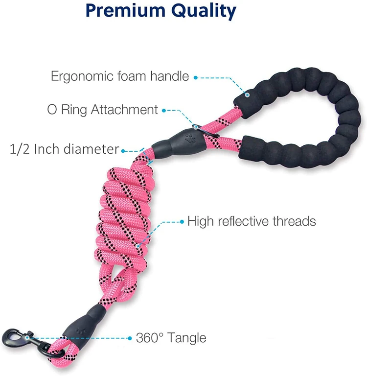Factory Direct Supply 5 FT Strong Dog Leash Pet Accessories Reflective Climbing Rope Dog Leash Nylon Pet Leash