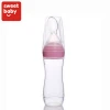 Factory OEM Baby Accessories Soft Silicone Cereal Dispenser Baby Food Feeding Bottle With Spoon