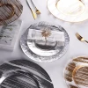 Factory Supply Custom Western-style Glass Plate Tableware Decoration Round Charger Golden Wedding Charger Plates