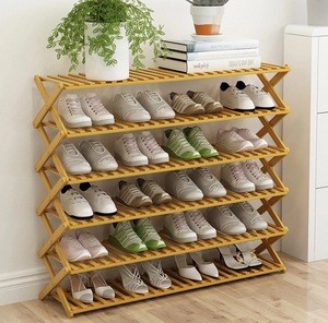 Factory wholesale home solid wood folding shoe rack in bedroom and porch