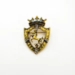 Fashion Gold Rhinestone Shield Horse Designer Brooches and Pins Badge Custom Lapel Pins Silver Metal Clothing Badge Logo Pin