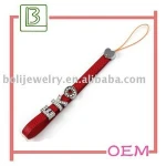 Fashion leather mobile phone strap with metal letter