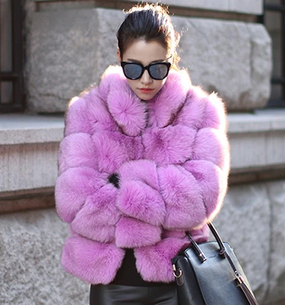 Fashion Women Luxury Winter Faux Fox Fur Coat Plus Size Stand Long Sleeve Faux  Fur Collar Jacket