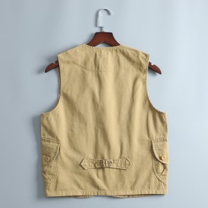 Fashionable design spring autumn cargo military casual vest mens cotton twill waistcoat