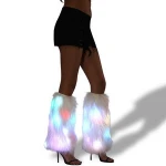 Faux Fur Furry Fluffies Flashing Light Up Leg Warmers Led Dance Costume For Christmas Rave