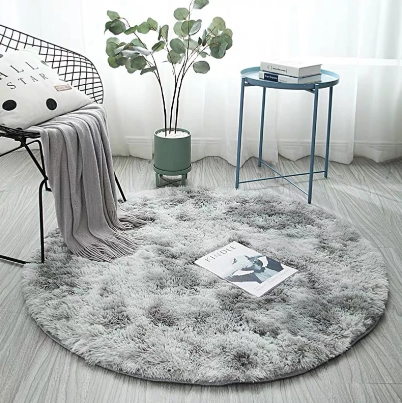 Faux Fur Rugs for Bedroom Shaggy Area Modern Mats Fluffy Round Carpets