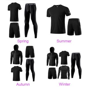 Fitness gym running training wear elastic compression quick dry sports sets