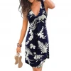 Fitted design ladies sleeveless dress with pocket flower print casual dress