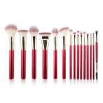 FIYAN High Quality 18pcs Wine Red Professional Makeup Artist Brushes Make up Brush Classic Cosmetic Brushes Set With zipper case