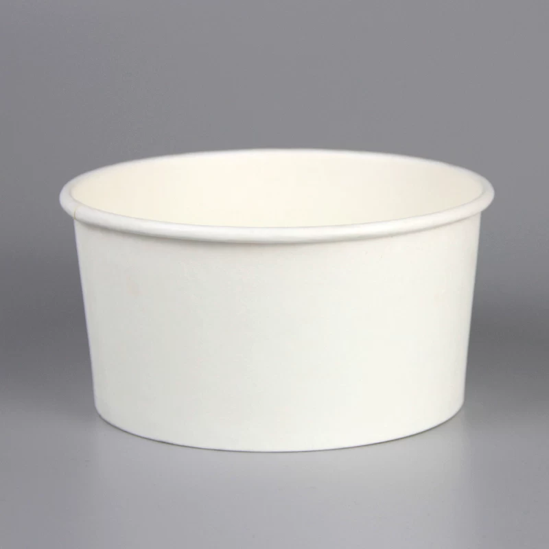 Food Grade Customized Printing Disposable White Paper Salad Bowl With Lid