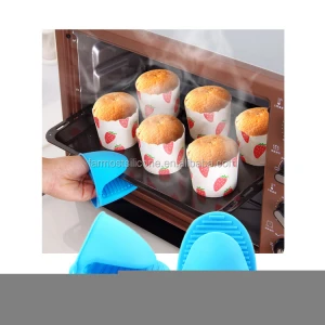 Food grade silicone heat resistant gloves non slip oven baking grilling cooking mitts thick