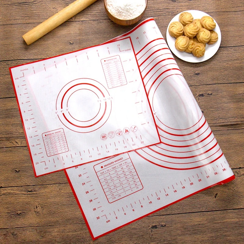 Food Grade Stretchable Non Slip Flat Silicone Baking Mat with Custom Private Label Printing Bakeware Tool