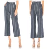 Formal Business Pant White And Blue Flared Mid Length Stripe Culotte