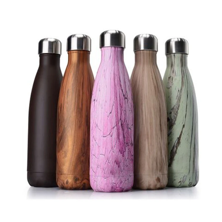 Free sample custom double wall vacuum insulated stainless steel thermos flask swelling cola shape sport water bottle