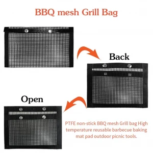Free Sample Reusable Heat Resistant rotisserie grill basket with composite PTFE material