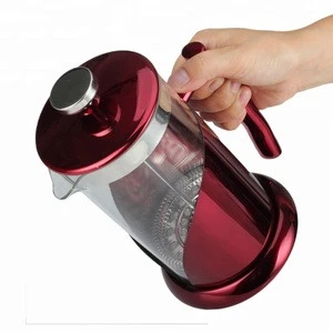 French Press Coffee & Tea Maker | 34 oz | No Unsafe Plastic Lid Best Coffee Pot with Stainless Steel Red Painting