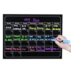 Fridge Magnet Calendar Magnetic Menu Planner Grocery List Chalk Writing Erasable Message Board Black Board