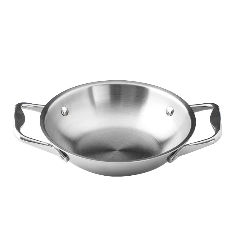frying pan non-stick frying pan with two handles  three layers 201Stainless steel cooking pan
