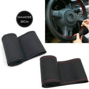 FY DIY Steering Wheel Covers Soft Leather Braid Design With Needle  fashion PU Leather Steering Cover 36/38/40CM