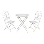 Garden Bar Set Furniture 3PCS Patio Bistro Folding Metal Table and Chair Set Coffee Table Set