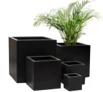 Garden decoration fibercaly cement smooth square flower pot garden planter