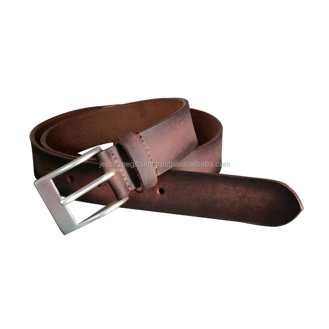 Genuine Leather Belt For Men With Two Nails Brown Finish