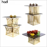 Glass rack hotel and restaurant supplies square catering food rack stainless steel buffet modern dessert buffet display racks