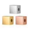 Gold Laser-Capable Engravable Jewelry Pendant Making Accessories Blank Stainless Steel Metal Cube Square Shape Charm Beads