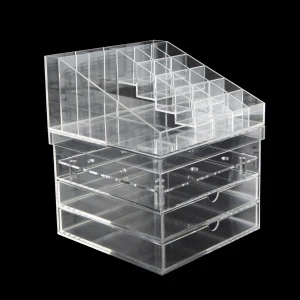 Good Quality Free Simple Preserved Roses Clear Stand Drawers Countertop Acrylic Cosmetic Organizer