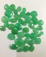 green chrysoprase rose cut uenven loose gemstone