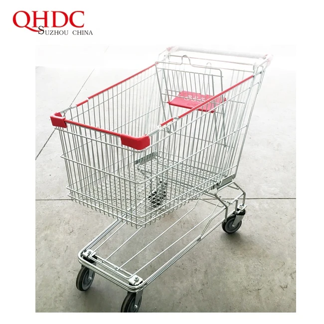 grocery shopping cart manufacturer good price four wheels metal trolley supermarket used shopping carts