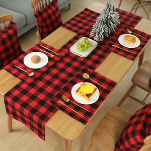 H366 44 * 29CM Xmas Restaurant Dinner Non Slip Table Mat Personal Dinner Pad Red Black Plaids Christmas Buffalo Placemat
