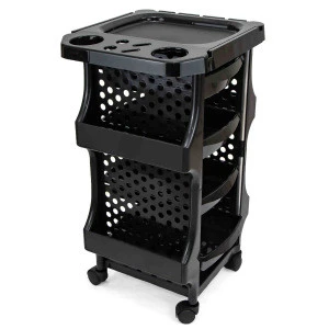 hair Salon Furniture Lockable black Barber Trolley removable With 4 Wheels