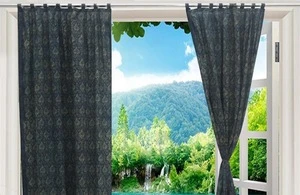 Hand Block printed floral curtain living room balcony living room decor valance window treatment curtain