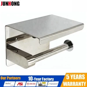 Hanging Metal Bathroom Accessories Stainless Steel Toilet Paper Holder with Storage Shelf