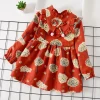 Hao Baby Girls Dress Autumn Cotton Dandelion Long-Sleeved Princess Childrens Clothing Baby Petal Collar Dress