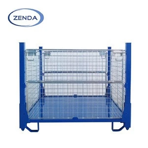 Heavy duty customized collapsible steel pallet storage cages stillage mesh