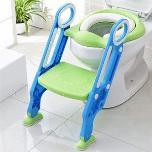 Height adjustable baby children potty training toilet seat,baby kids potty chair with ladder step stool