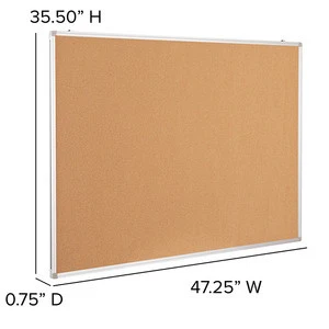 HERCULES Series 47.25&quot;W x 35.5&quot;H Natural Cork Board with Aluminum Frame
