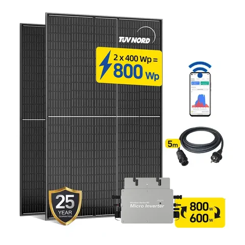 High Efficiency Tie Ongrid Mono Complete Full Set Komplettset Wall Mount Bracket Home Use Warehouse 600w Black Module