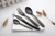 Import high grade royal flatware set square handle design tableware stone polish black cutlery black knife fork spoon set from China