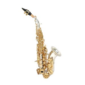 High Quality Cheap Silver Body Gold Keys Curve Bell Soprano Saxophone JYSS1100DSG