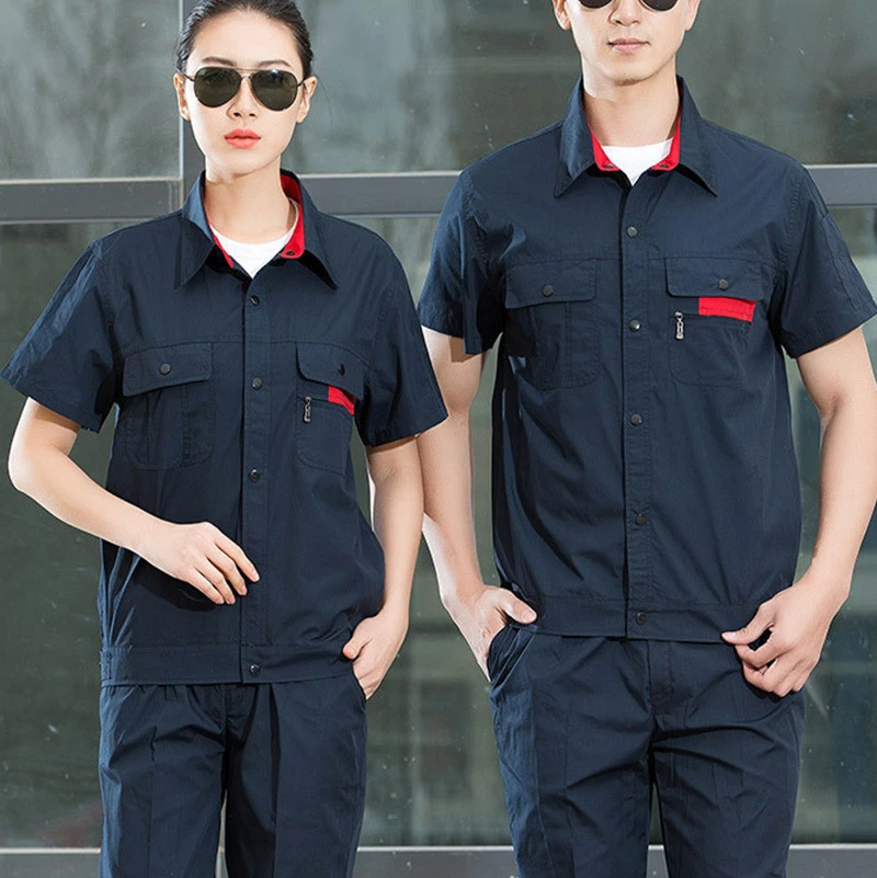 high quality customized logo short sleeve work clothes uniform overalls suit  work suit,guard security uniform