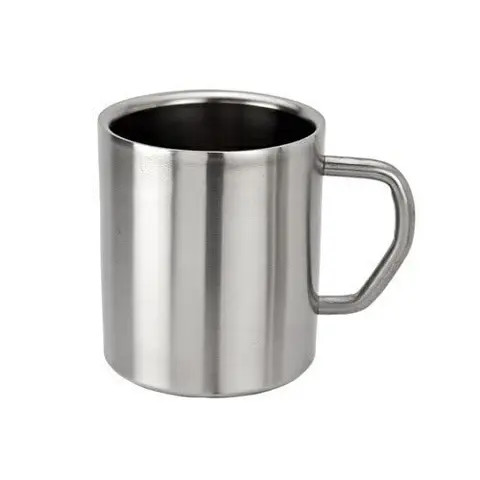 High Quality Material Stainless Steel Double Walled Glossy Coffee Mug Jumbo Pack of 2 (300 ML Each) Use For Drinking