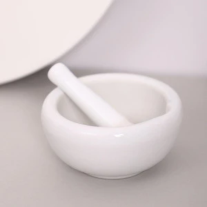 High quality western manual garlic white ceramic porcelain pestle and mortar for sale